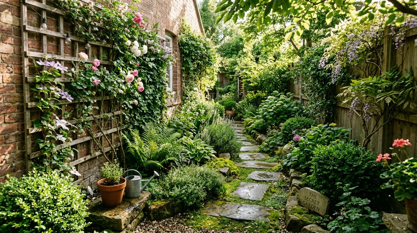 Narrow Garden Path With Planting